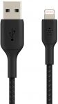 Кабель Belkin USB-A > Lightning заряджання/синхронізації 12Вт, 2м, плетений, чорний