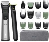 Тример Philips Series 9000, для обличчя, голови, тіла, акум., насадок-17, OneBlade в компл., сталь, сірий