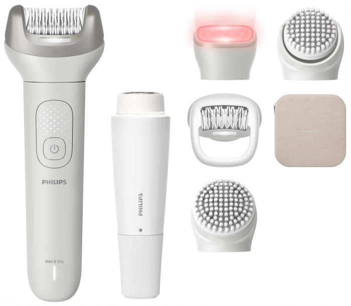Епілятор Philips Series 9900 Skin LED дисковий, аккумул., пінцет.-32, волог.+сух., насадок-5, для обличчя, тілом; чохол, білий