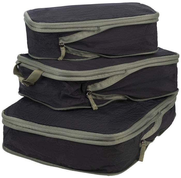 Набір чохлів для пакування одяу, Tucano Pigio Travel 3 в 1, нейлон, чорний