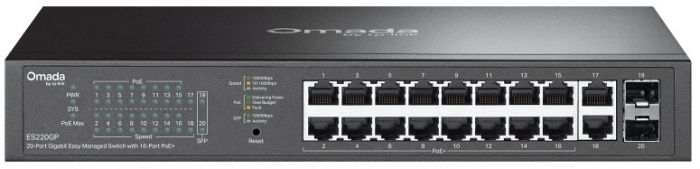 Комутатор TP-LINK ES220GP  18xGE (16xPoE), 250W, 2xSFP, WebSmart