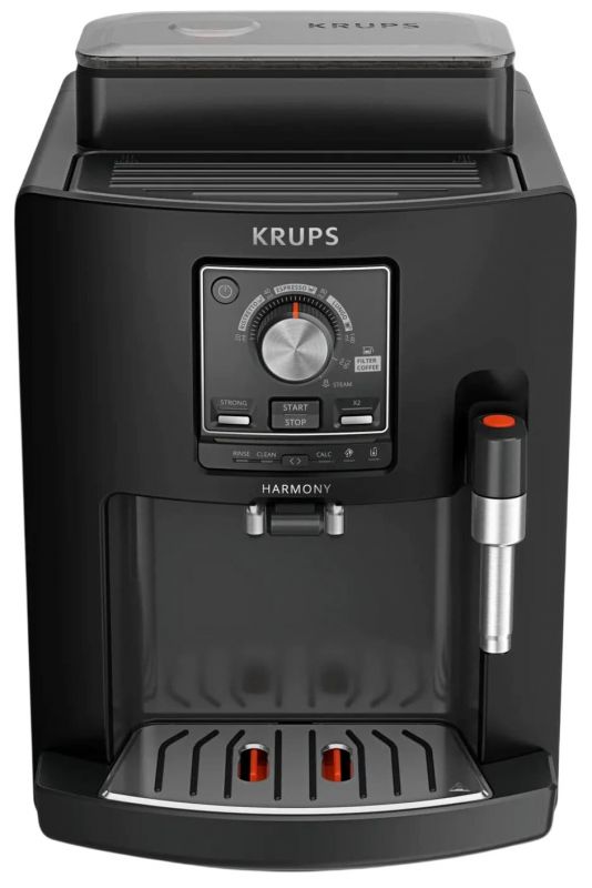Кавомашина Krups Harmony 1.7л, зерно, ручний капучинатор, мех. керування, авторецептів - 4, свій рецепт, чорний