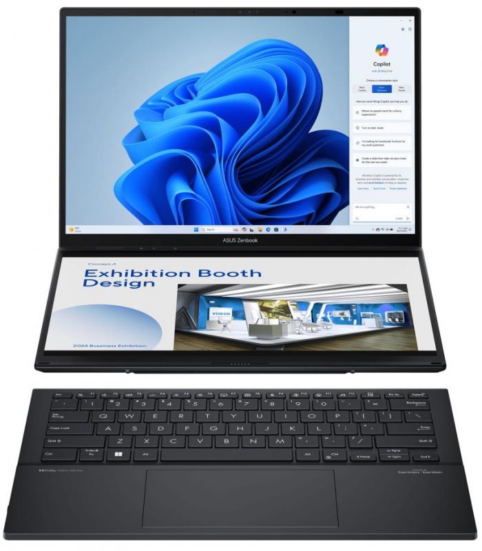 Ноутбук ASUS Zenbook Duo UX8406CA-QL046W 14" FHD Touch OLED, Intel Ultra 9 285H, 32GB, F1TB, UMA, Win11, Сірий