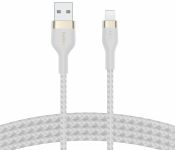 Кабель Belkin USB-A > Lightning заряджання/синхронізації 12Вт, 1м, плетений, силіконовий, з ремінцем на магніті, білий
