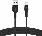 Кабель Belkin USB-A > Lightning заряджання/синхронізації 12Вт, 1м, плетений, силіконовий, з ремінцем на магніті, чорний