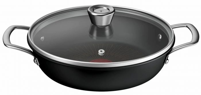 Сотейник Tefal Excellence+, з кришкою, 24см, алюміній, скло, бакеліт, чорний